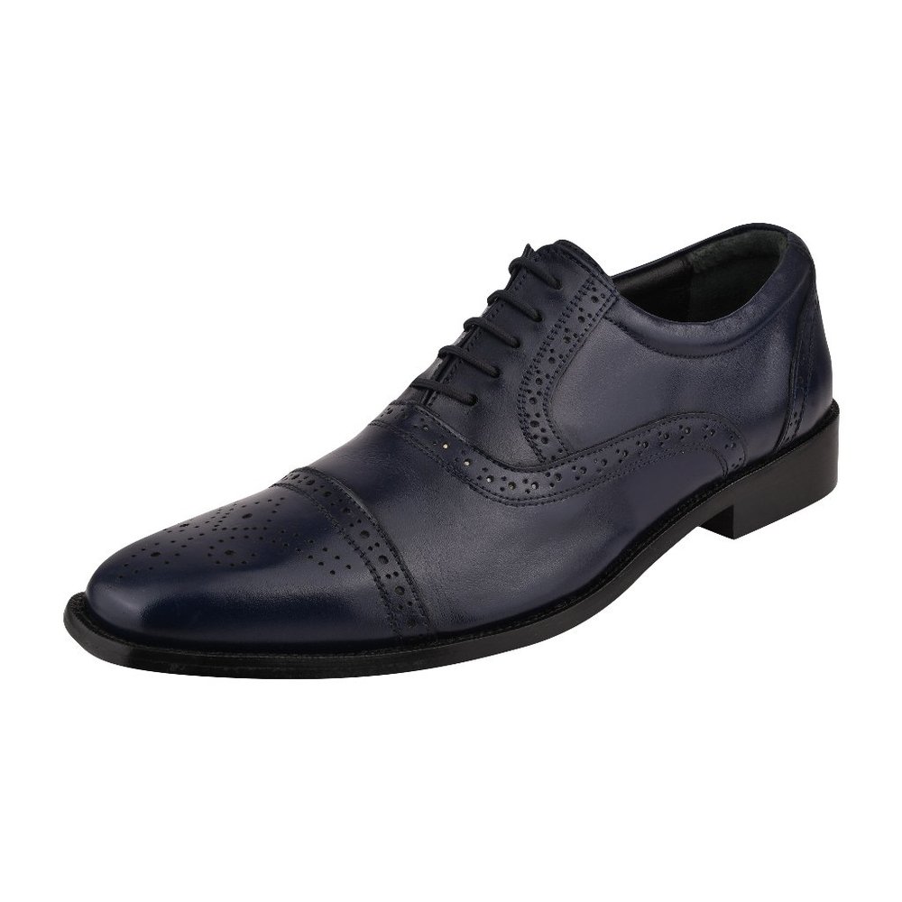 Danis Navy Leather Derby Style Dress Shoes